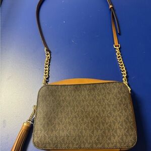 Michael Kors shoulder bag small 8x2x2 brown and tan